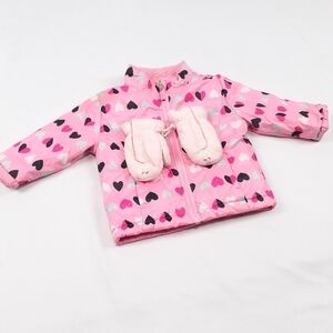 Girls Healthtex Fleece Lined Jacket & Mittens